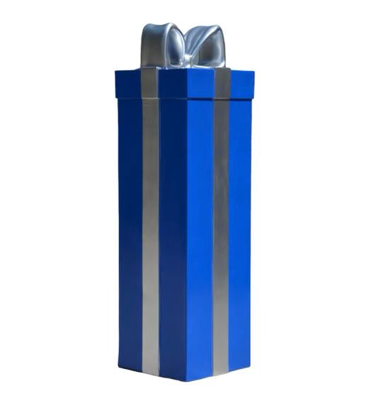 Tall Blue Gift Box & Silver Bow