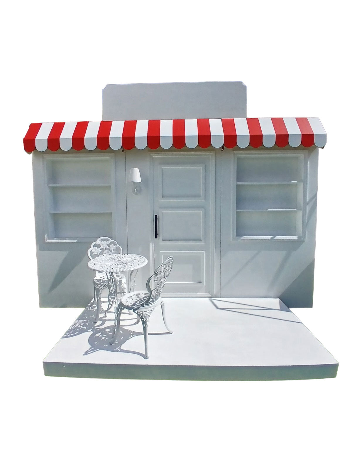 Three Panel White Store Front With Custom Signage & Interchangeable Color Awning Package