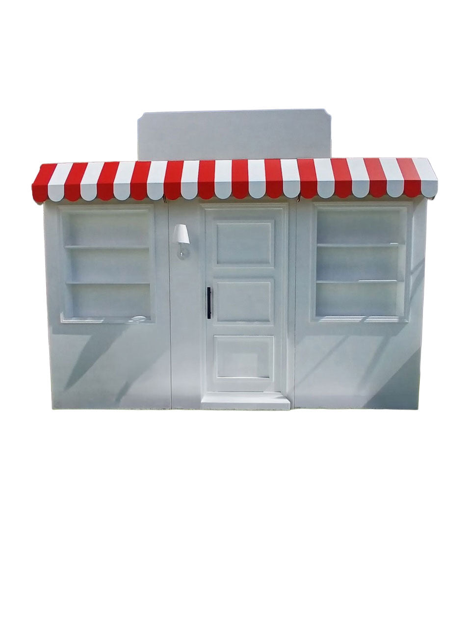 Three Panel White Store Front With Custom Signage & Interchangeable Color Awning