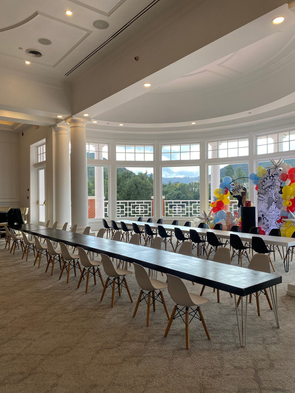 Kids Modern White Table With Black Metal Legs