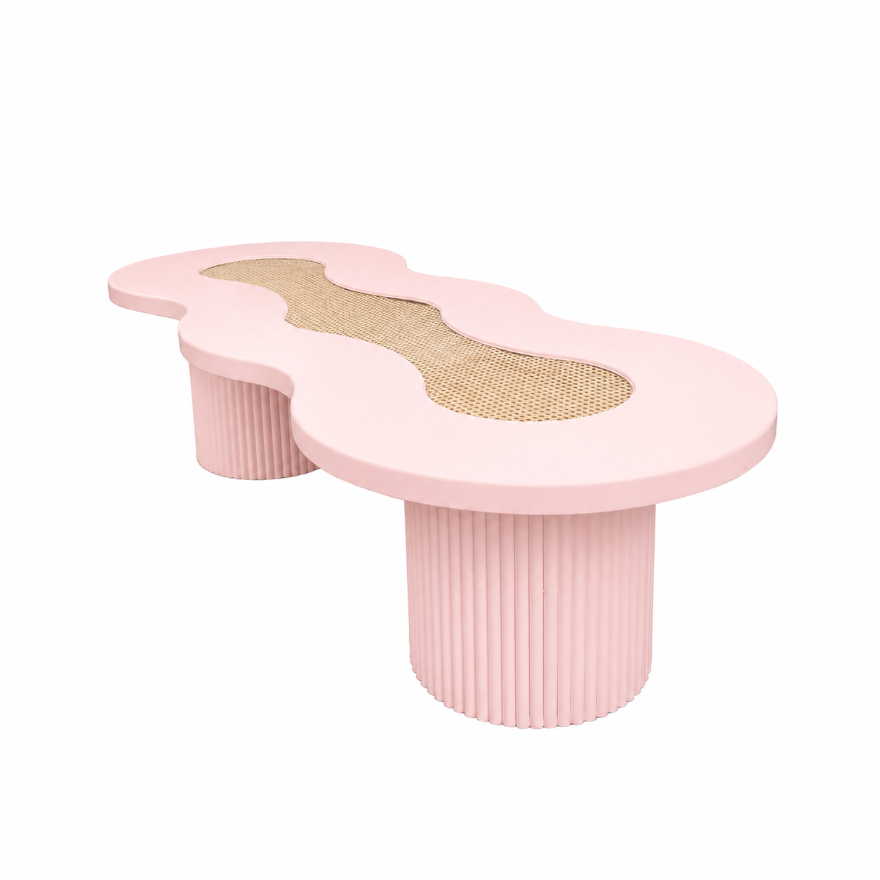 Kids Light Pink Rattan Wavy Table