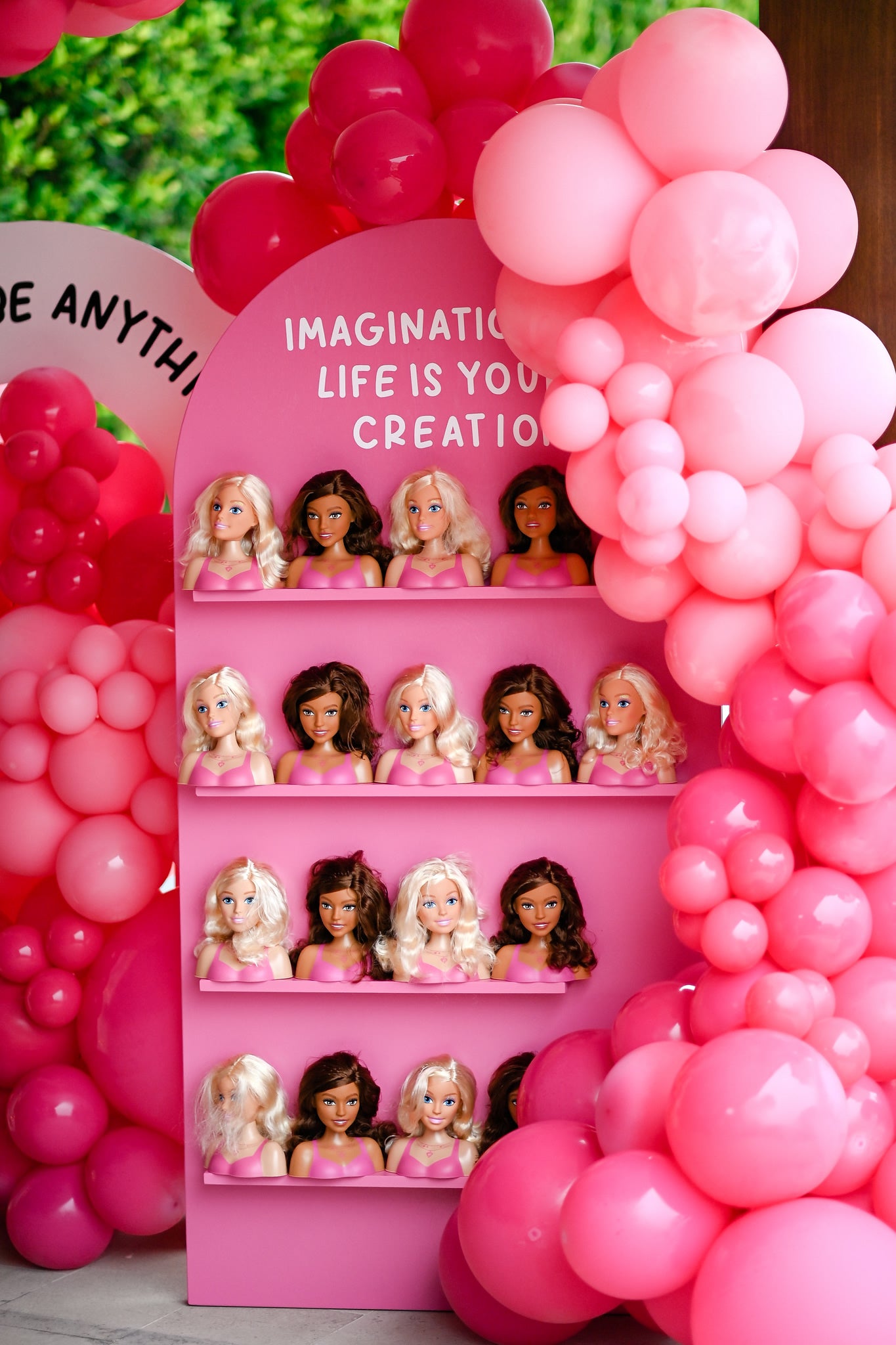 Hot Pink Arch Shelf Display Wall