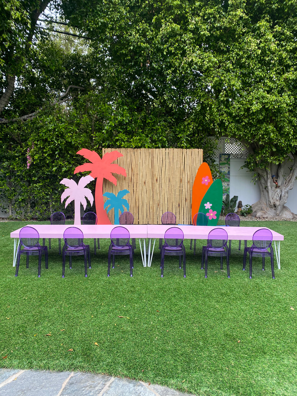 Kids Modern Light Pink Table With White Metal Legs