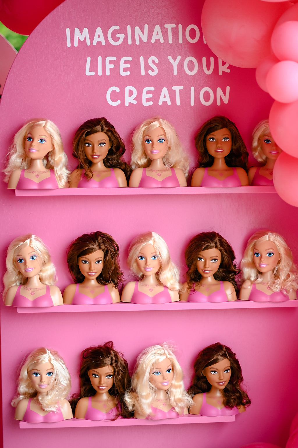Hot Pink Arch Shelf Display Wall
