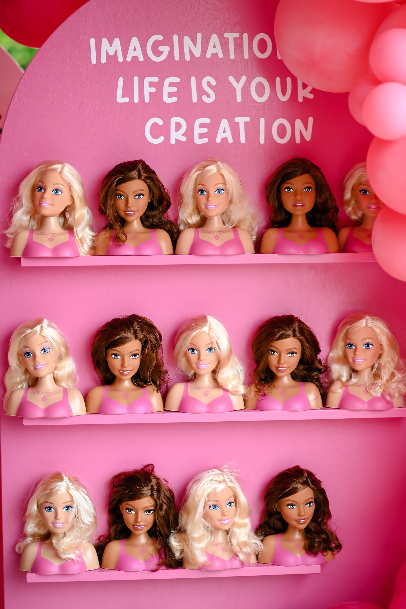 Hot Pink Arch Shelf Display Wall