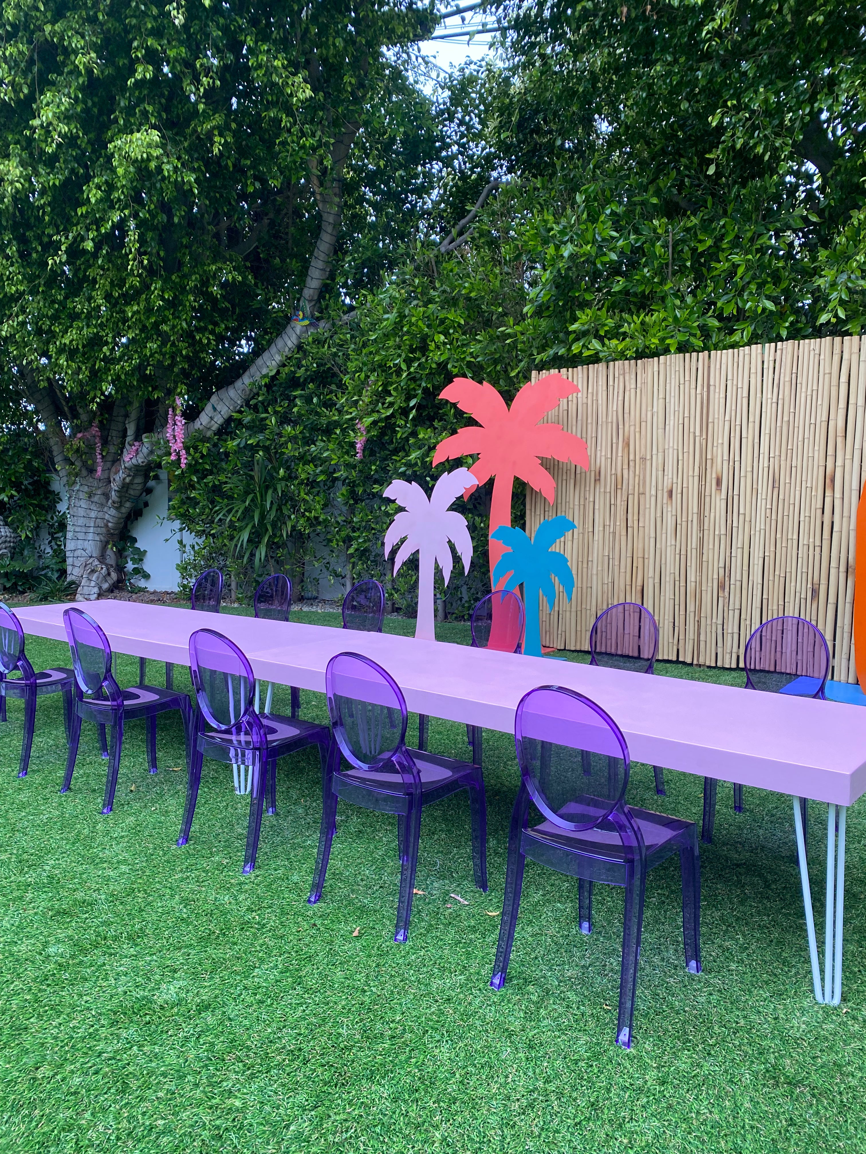 Kids Modern Light Pink Table With White Metal Legs