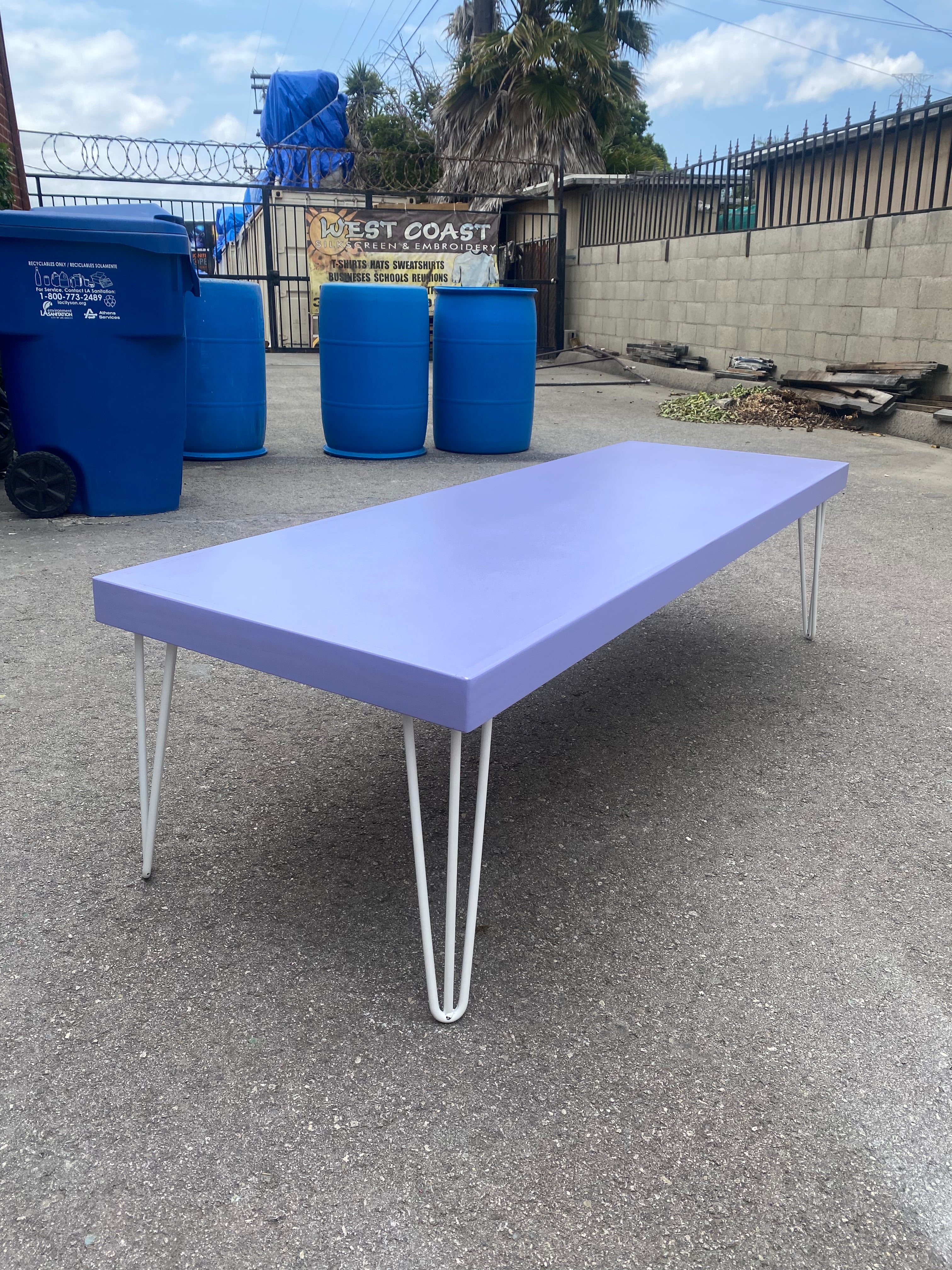 Kids Modern Lavender Table With White Metal Legs