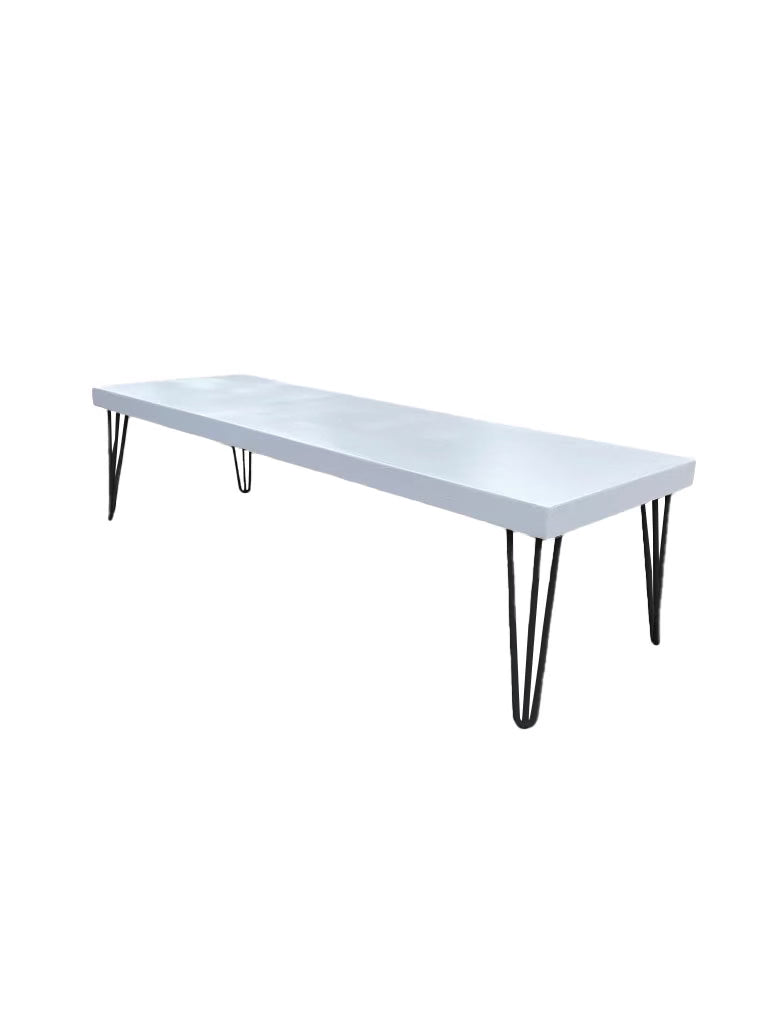 Kids Modern White Table With Black Metal Legs