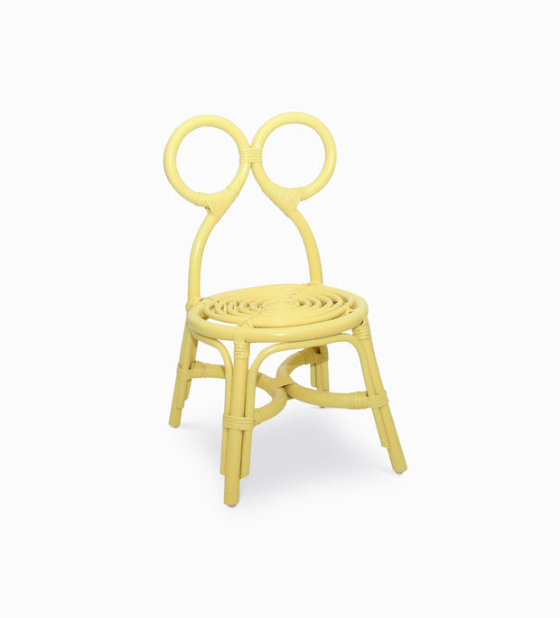 Kids Yellow Rattan Bow Chair