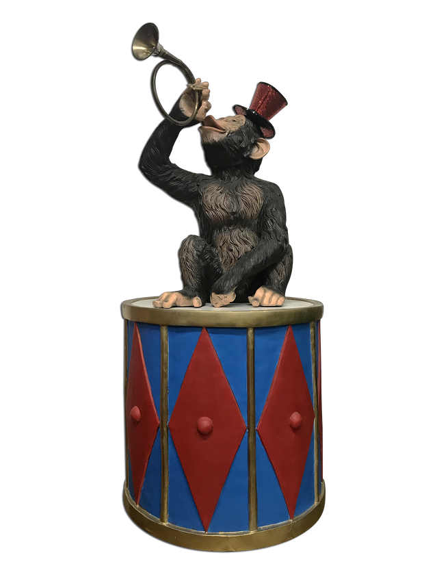 Circus Monkey With Blue Drum