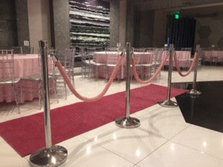 Silver Stanchions w/ Light Pink Ropes