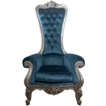 Medium Teal Blue/Silver Royal Throne Chair