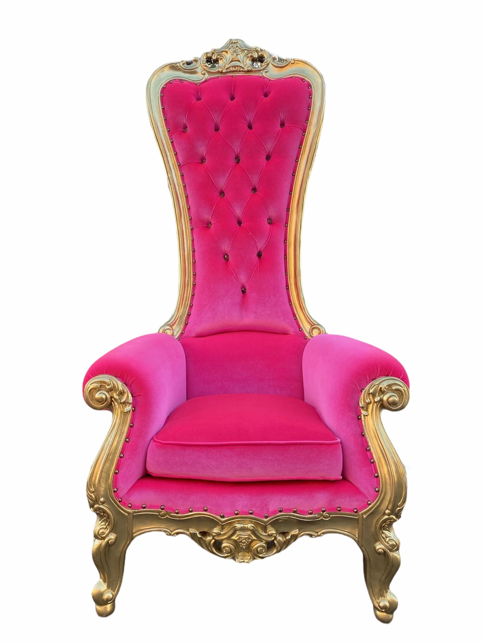 Medium Hot Pink/Gold Royal Throne Chair