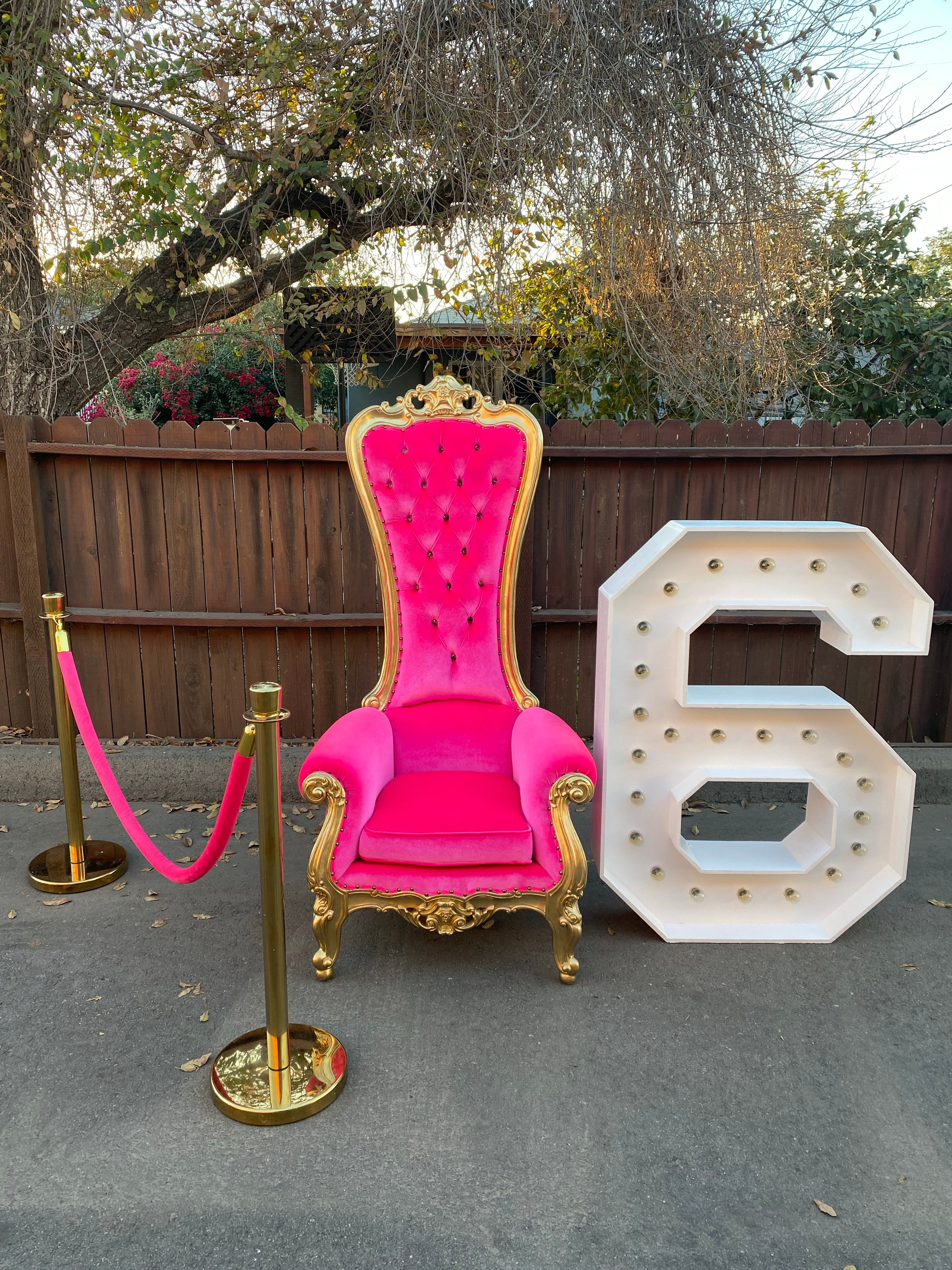 Medium Hot Pink/Gold Royal Throne Chair
