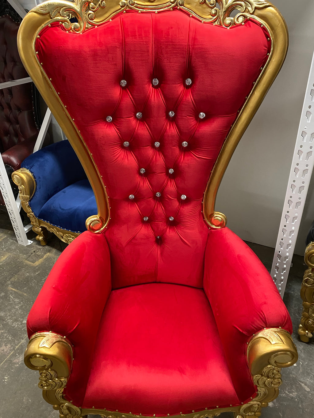 Adult Red/Gold Royal Throne Chair