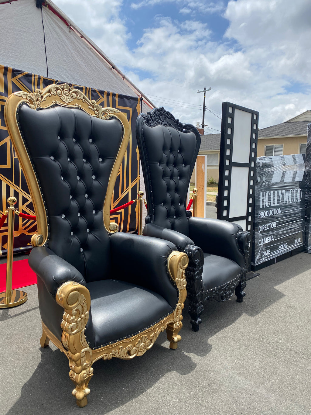 Adult Black/Gold Royal Throne Chair