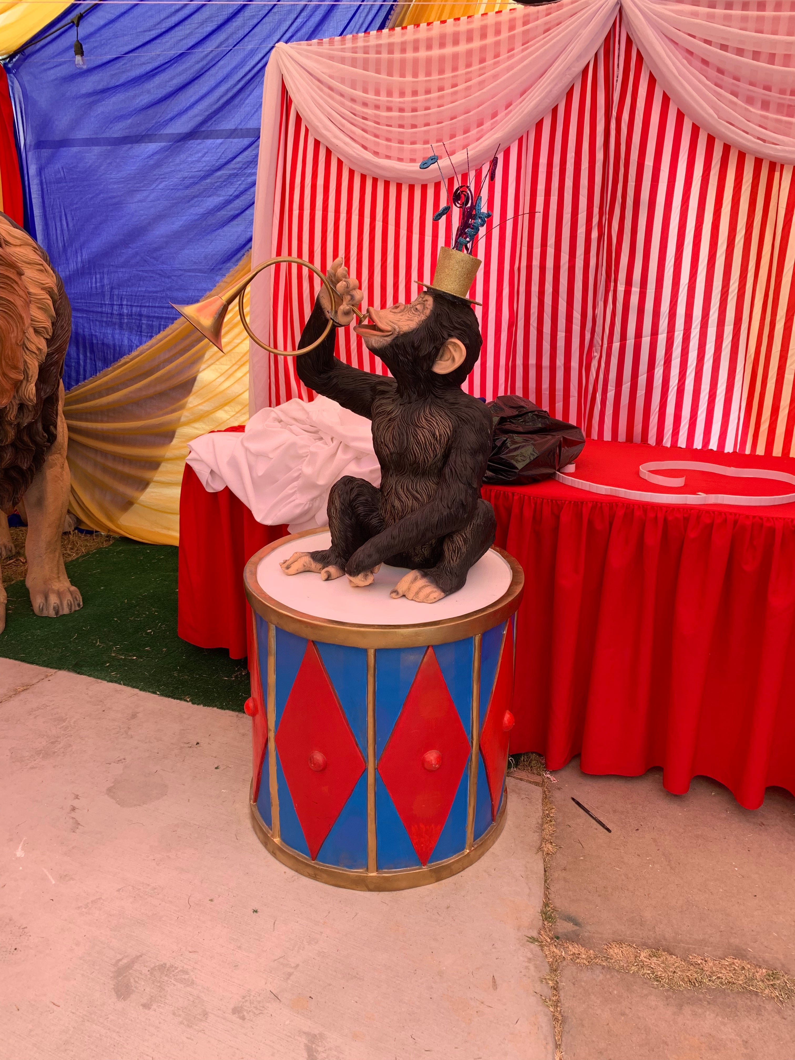 Circus Monkey With Blue Drum