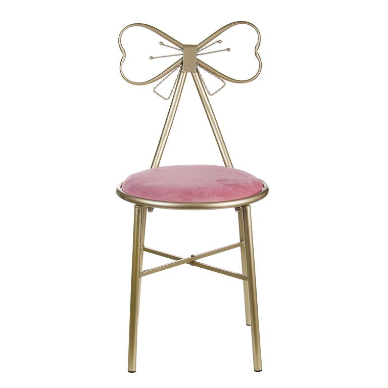 Kids Light Pink Metal Bow Chair