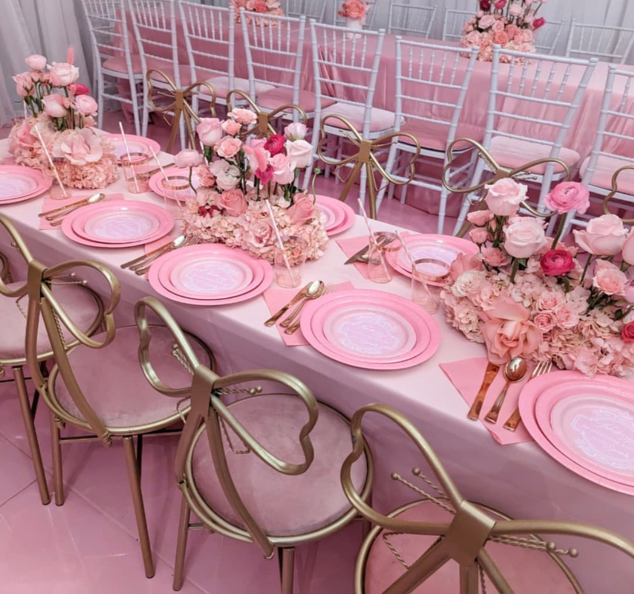 Kids Light Pink Metal Bow Chair