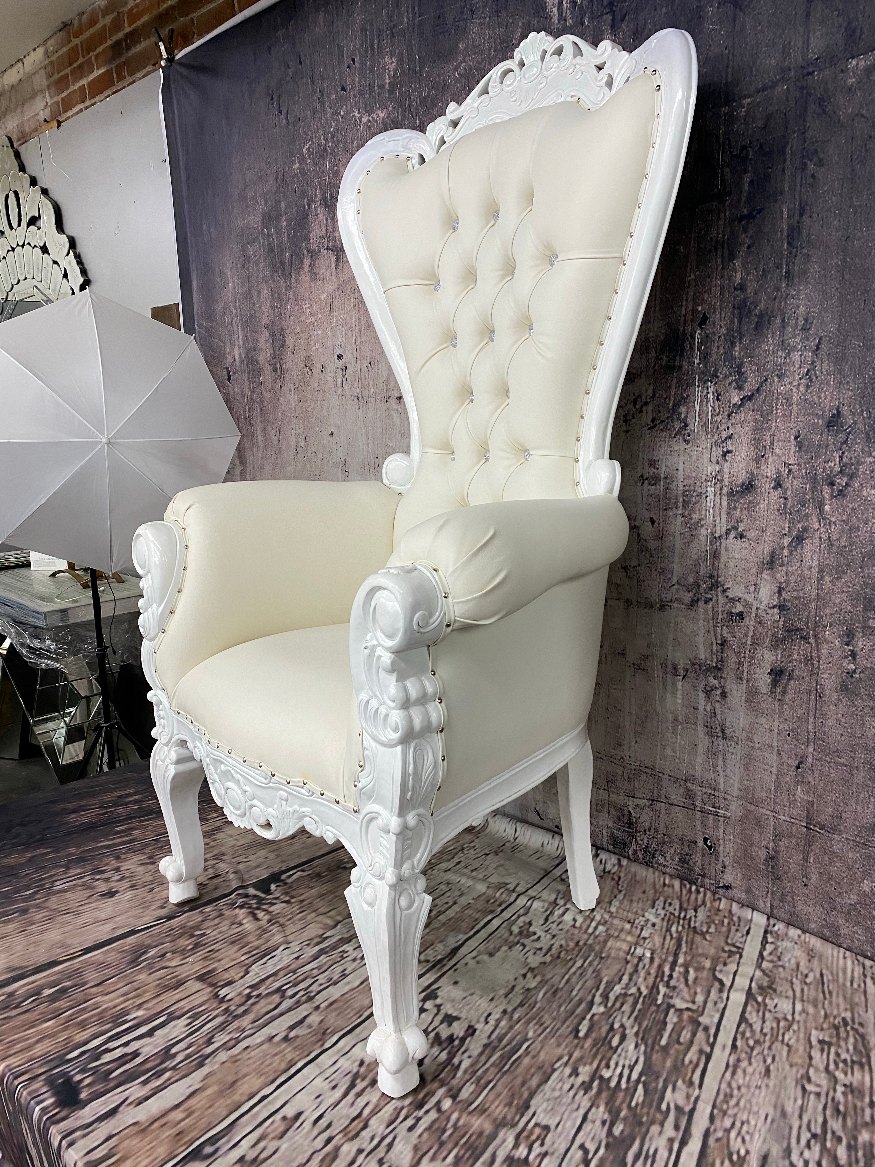 Adult White/White Royal Throne Chair