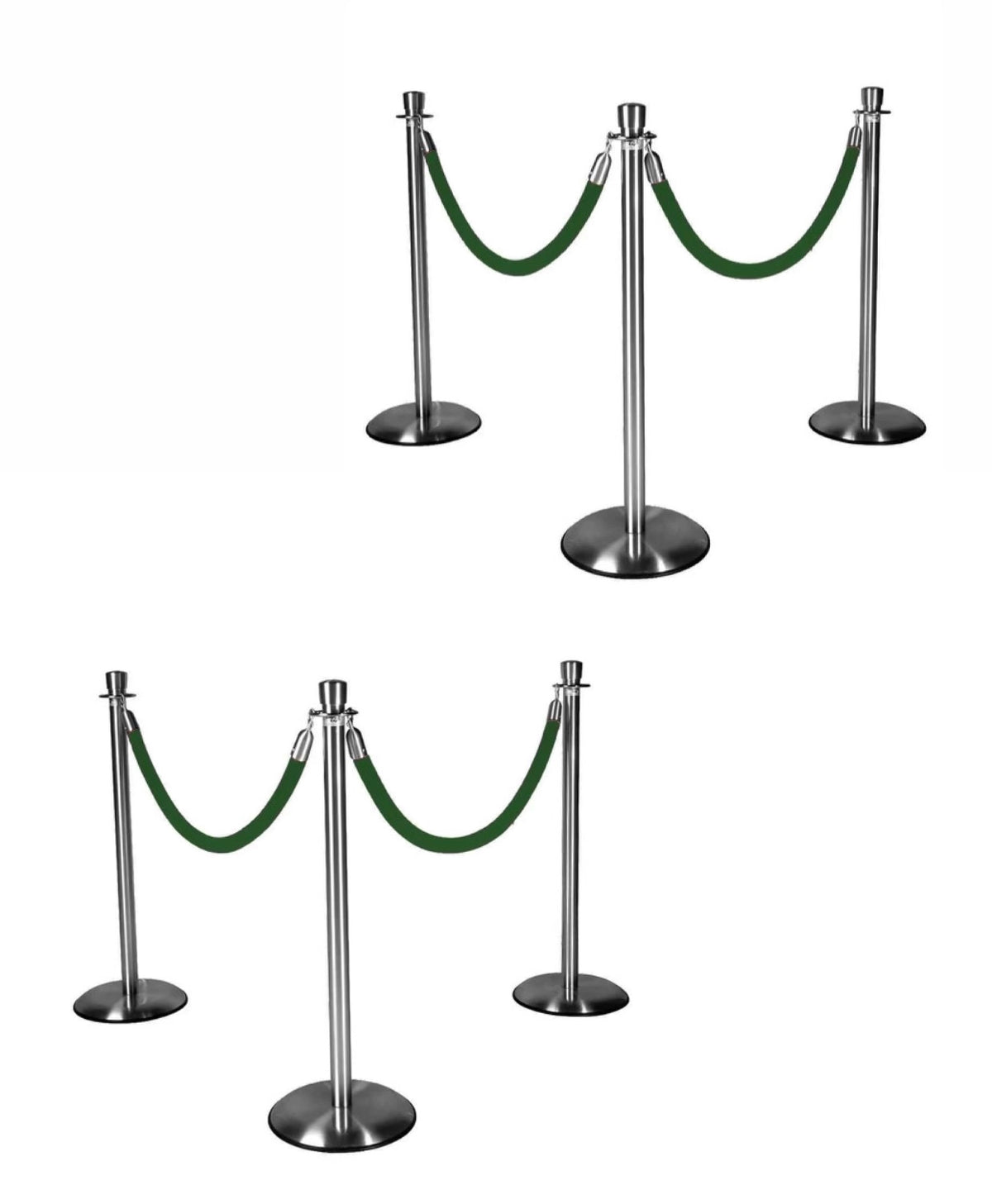 Silver Stanchions w/ Forest Green Ropes