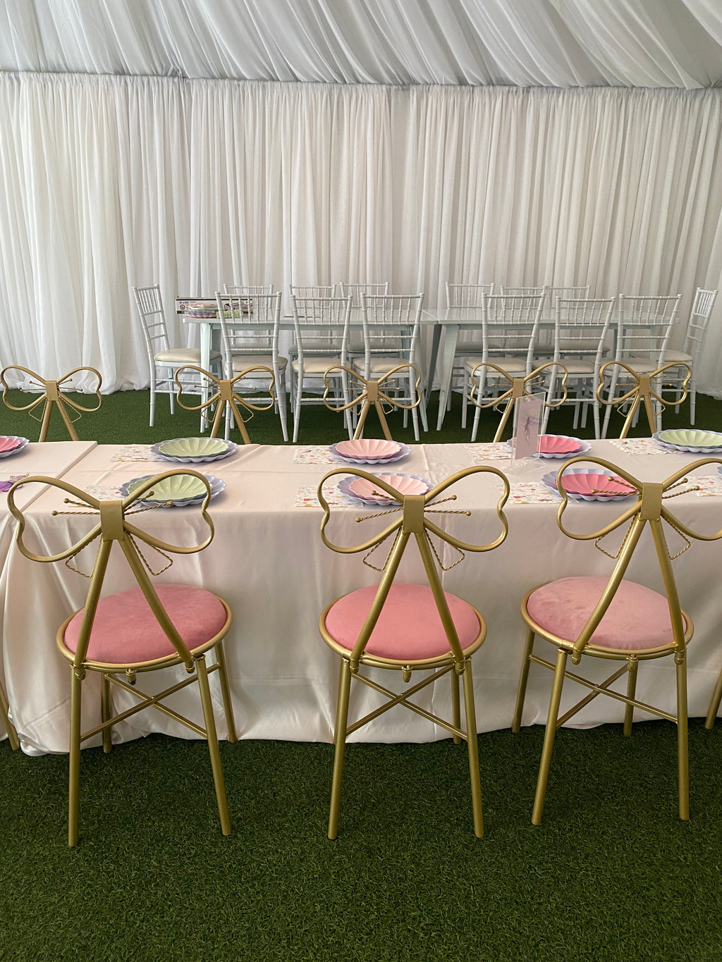 Kids Light Pink Metal Bow Chair