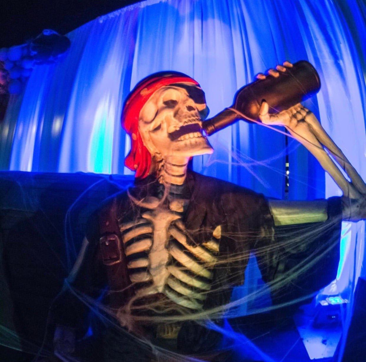 Pirate Skeleton Sitting on Treasure Chest