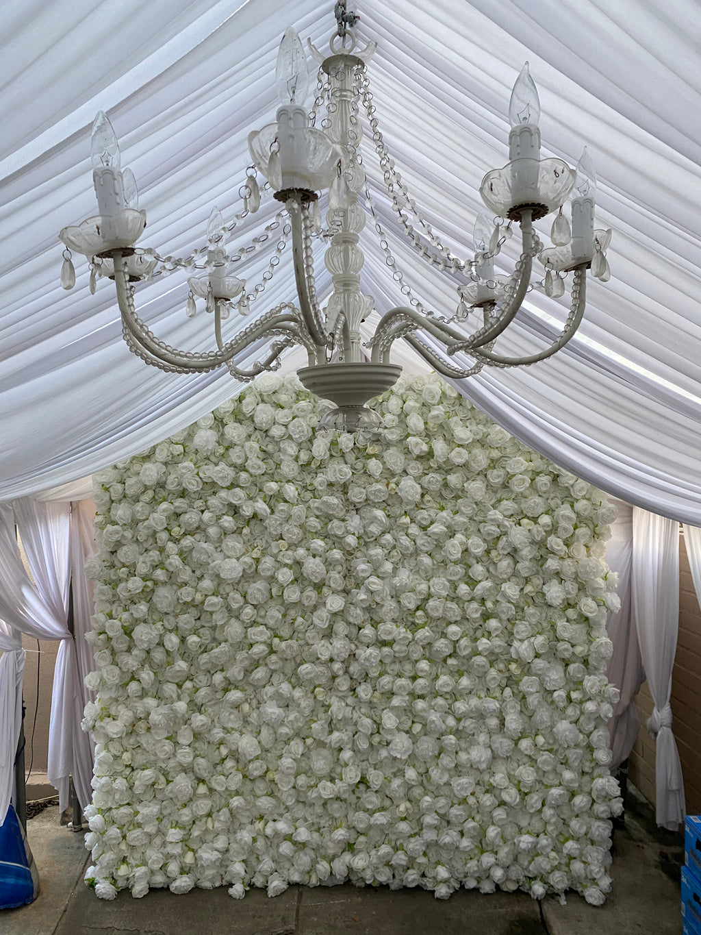 White Silk Flower Wall