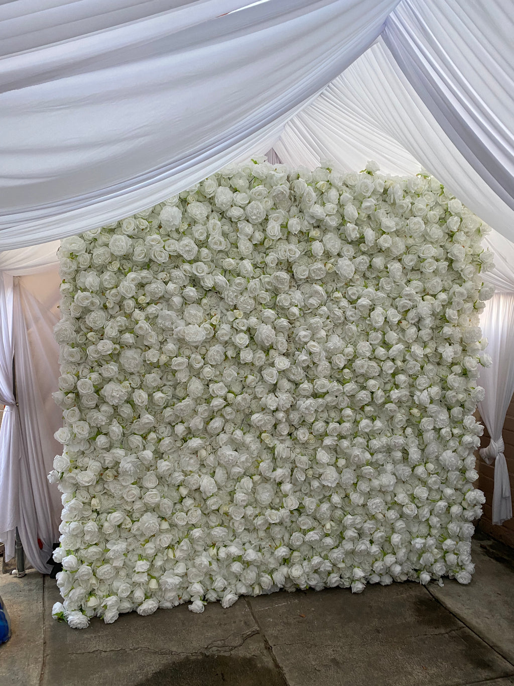 White Silk Flower Wall