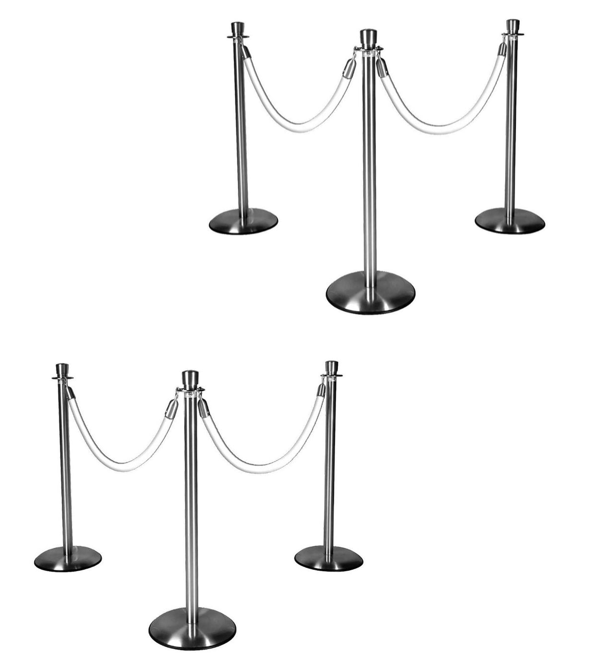 Silver Stanchions w/ White Ropes