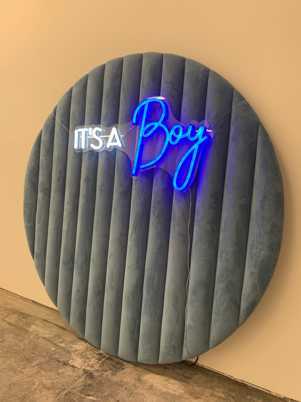 Light Blue Velvet Circle Backdrop