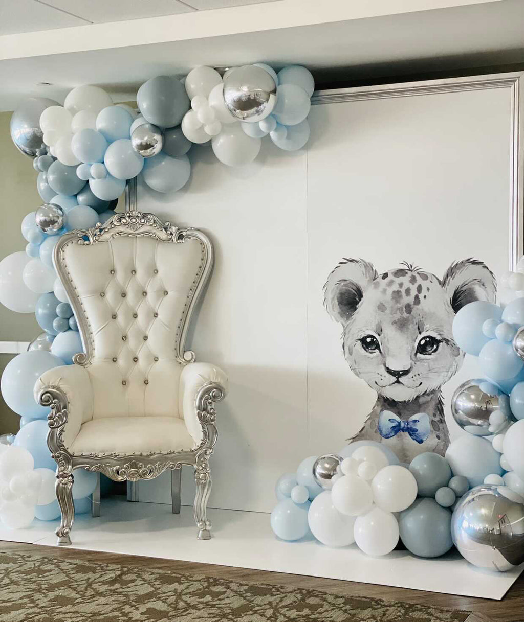 Adult White/Silver Royal Throne Chair