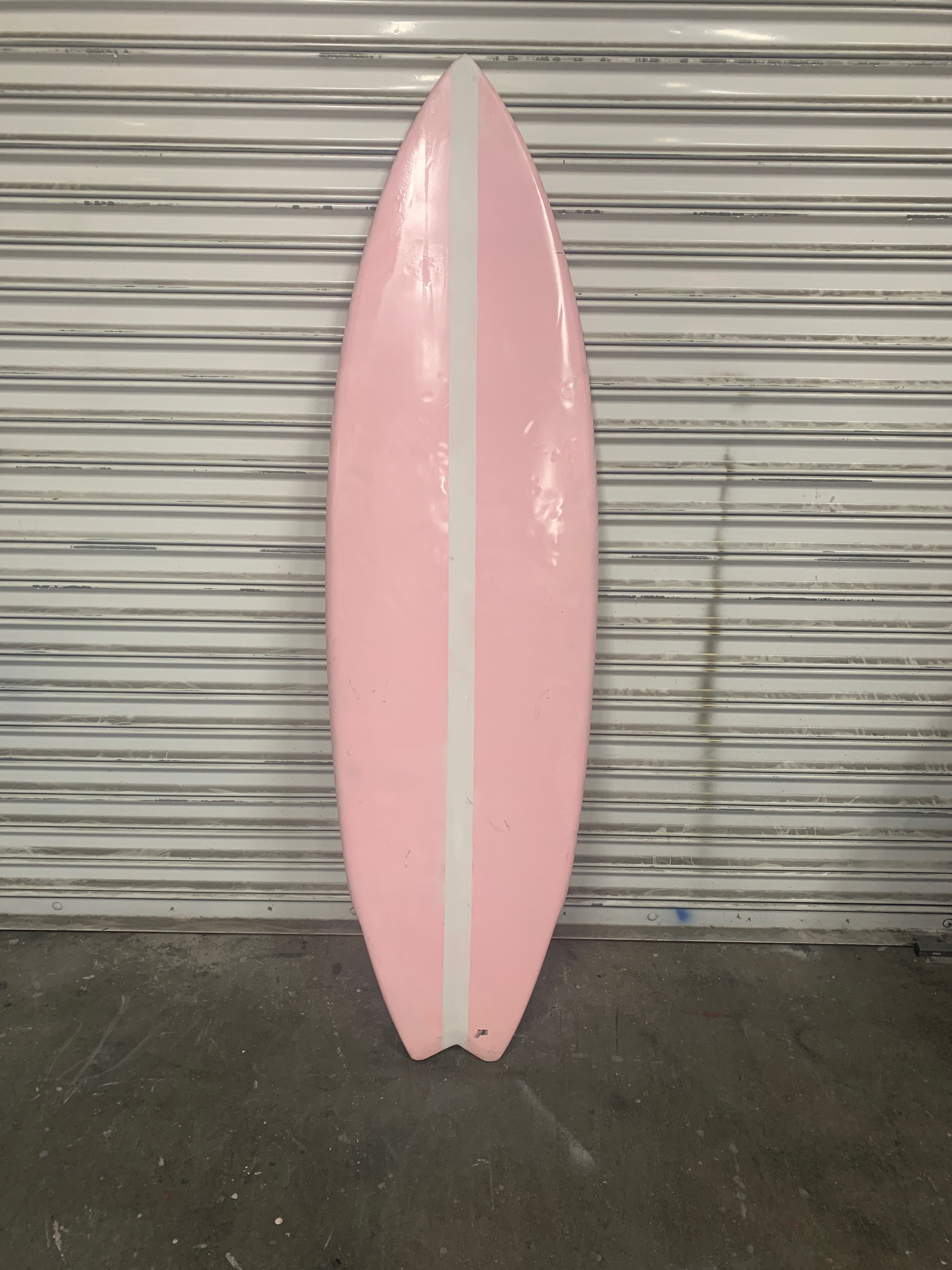 Light Pink & White Stripe Surf Board