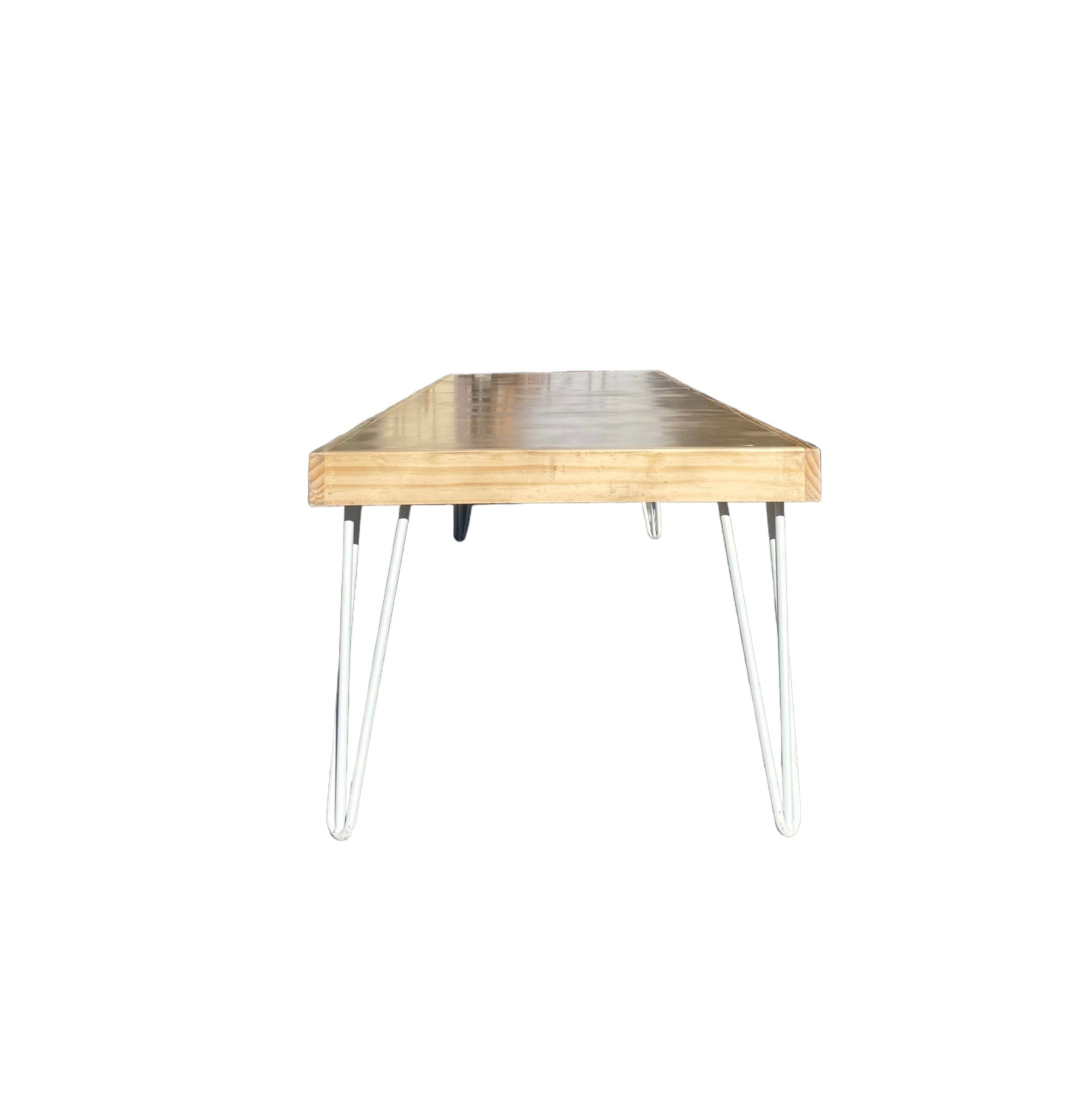 Kids Modern Natural Table With White Metal Legs