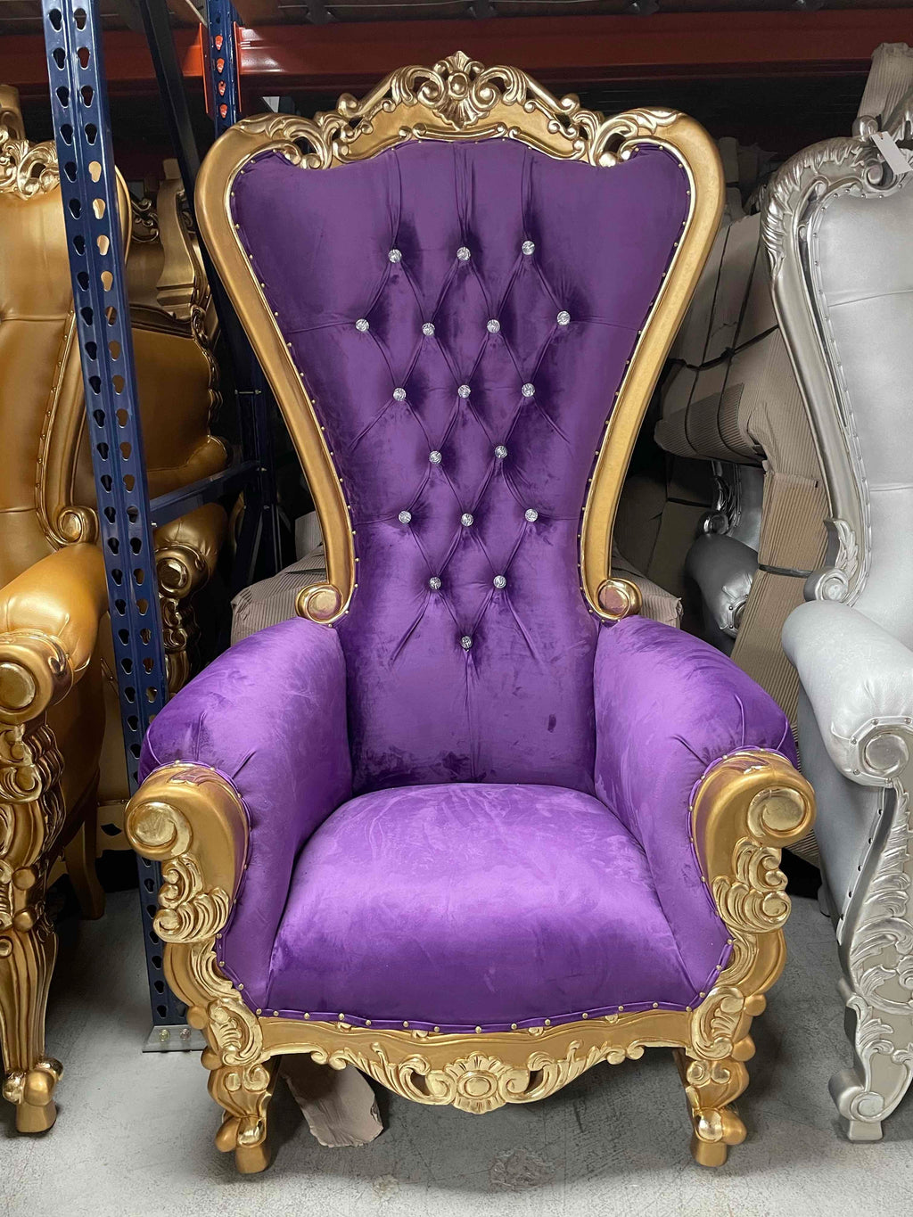 Adult Purple/Gold Royal Throne Chair