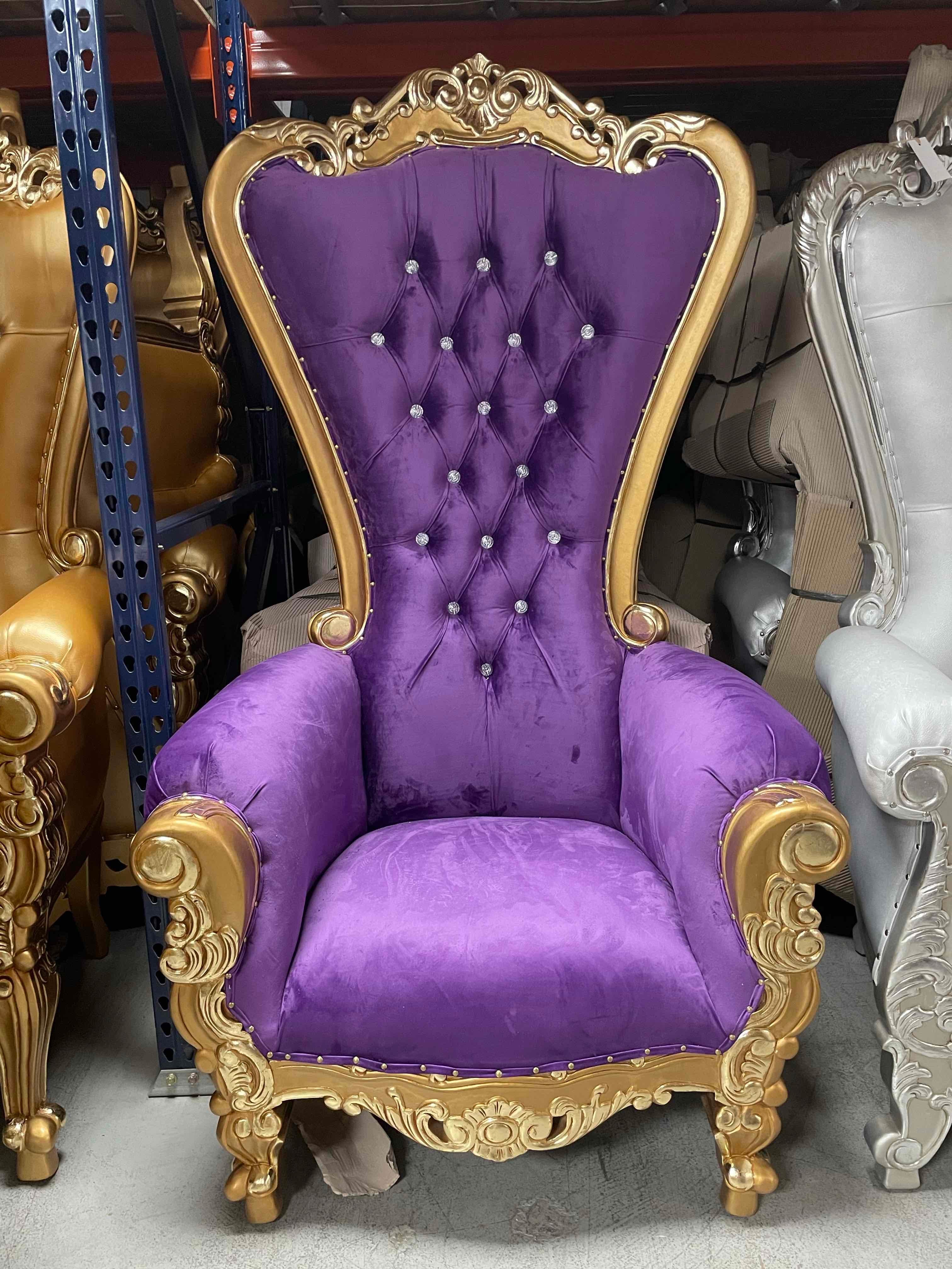 Adult Purple/Gold Royal Throne Chair