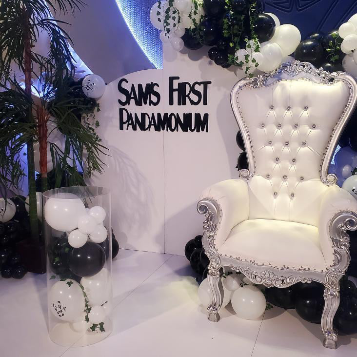 Adult White/Silver Royal Throne Chair