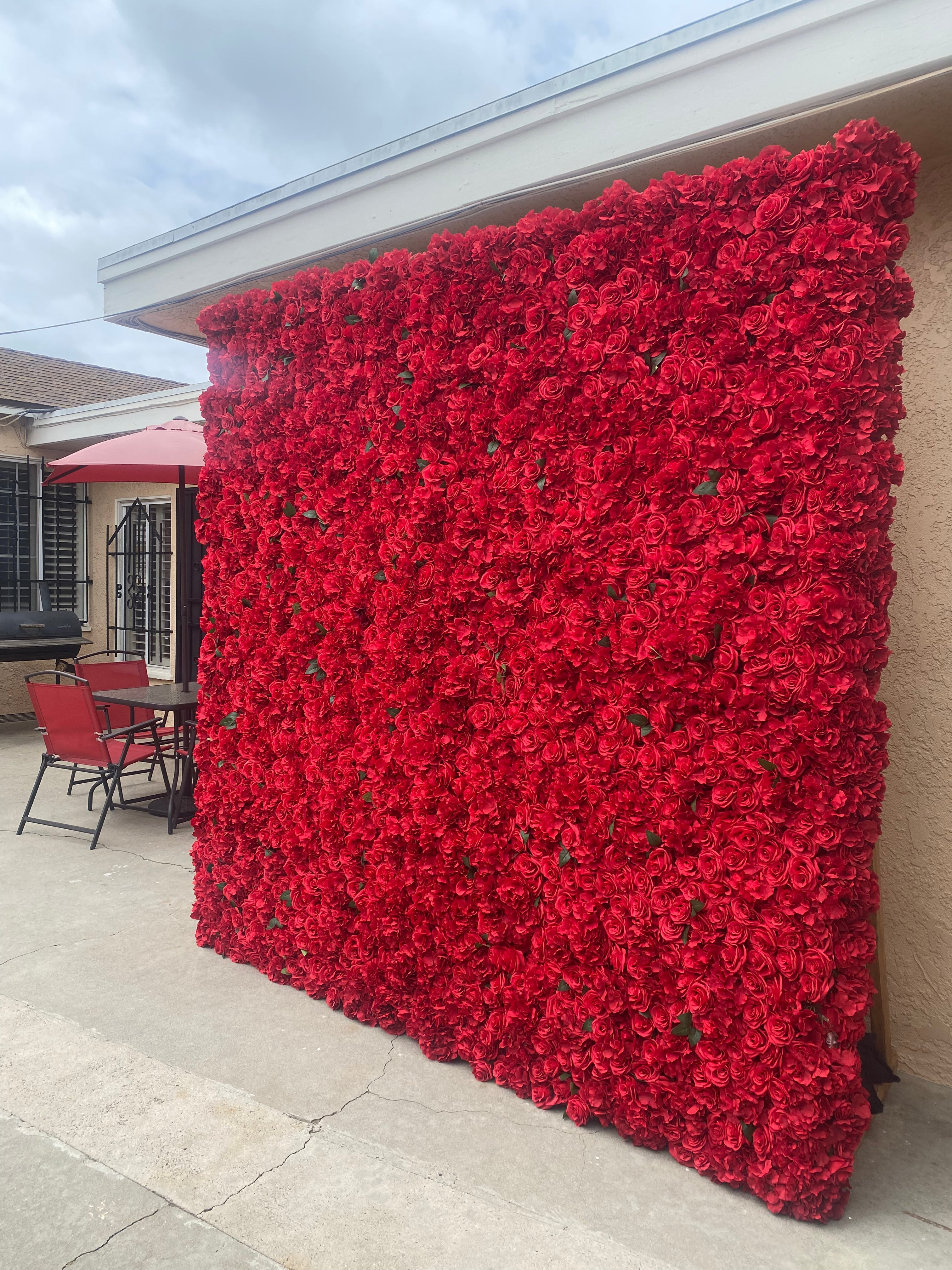 Red Silk Flower Wall