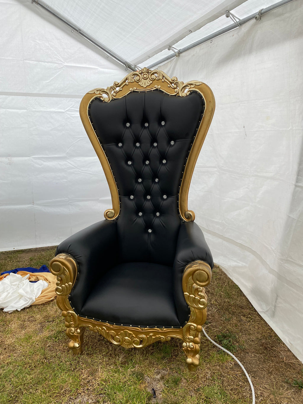 Adult Black/Gold Royal Throne Chair
