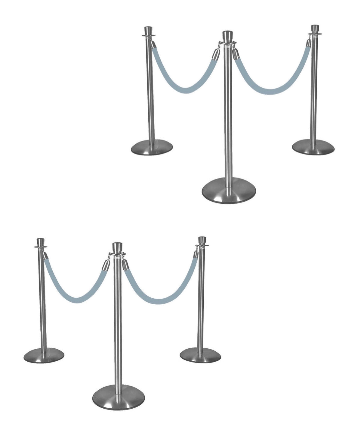 Silver Stanchions w/ Light Blue Ropes