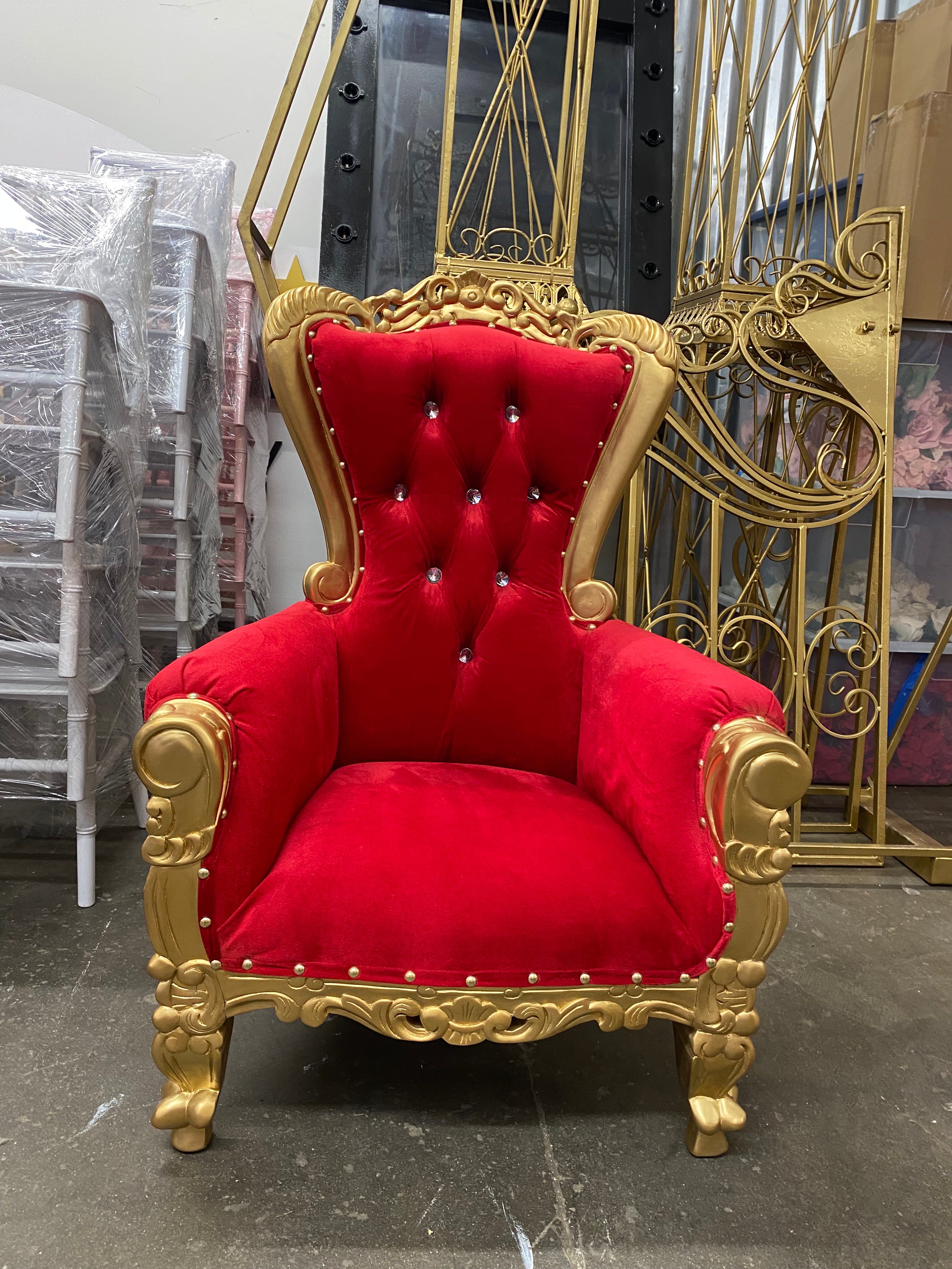 Kids Red/Gold Royal Throne Chair