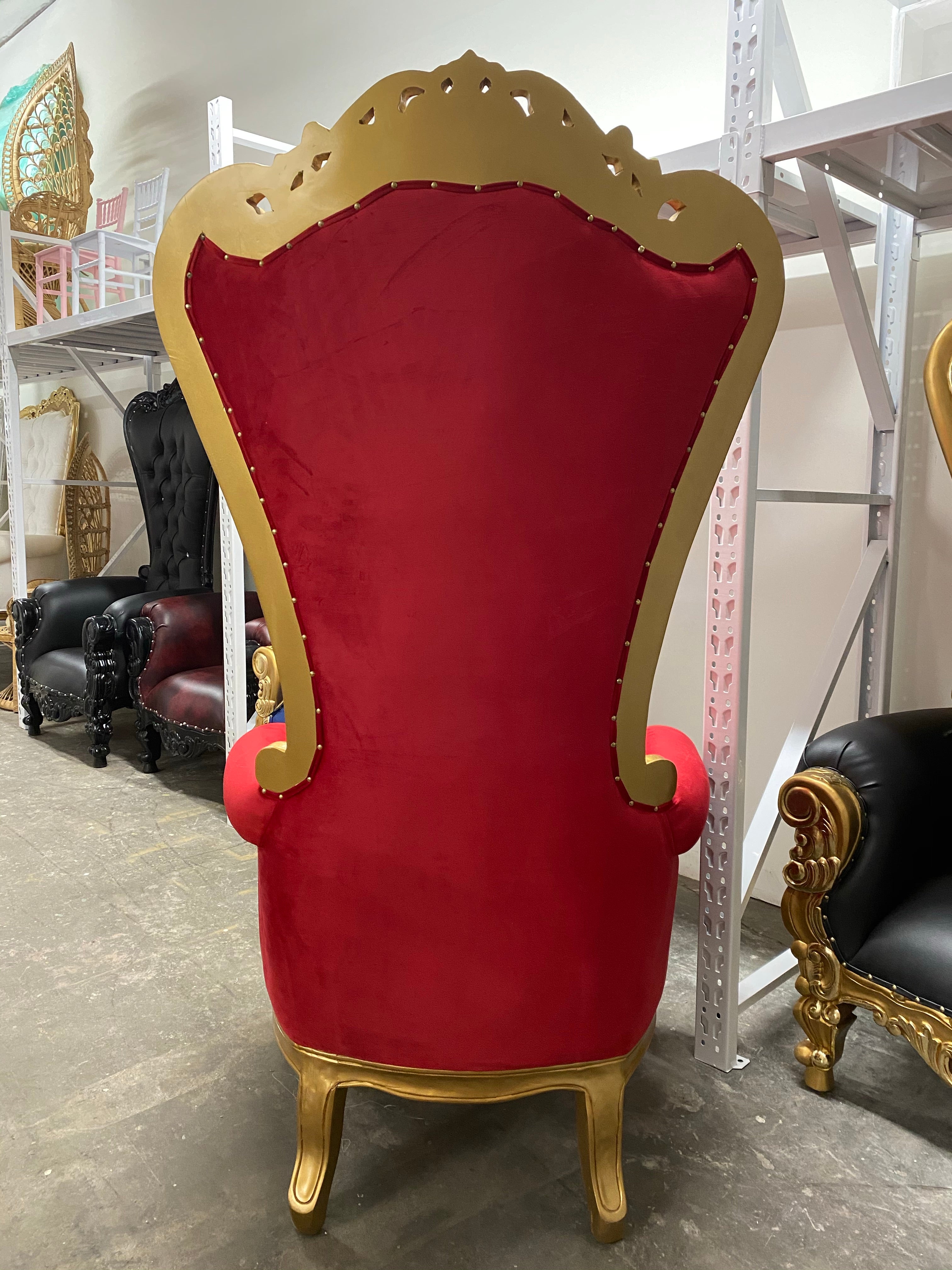 Adult Red/Gold Royal Throne Chair