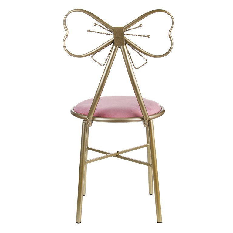 Kids Light Pink Metal Bow Chair