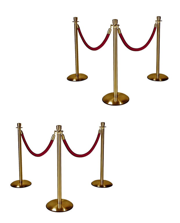 Gold Stanchions with Burgundy Ropes