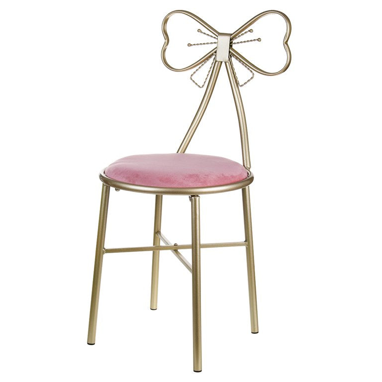 Kids Light Pink Metal Bow Chair