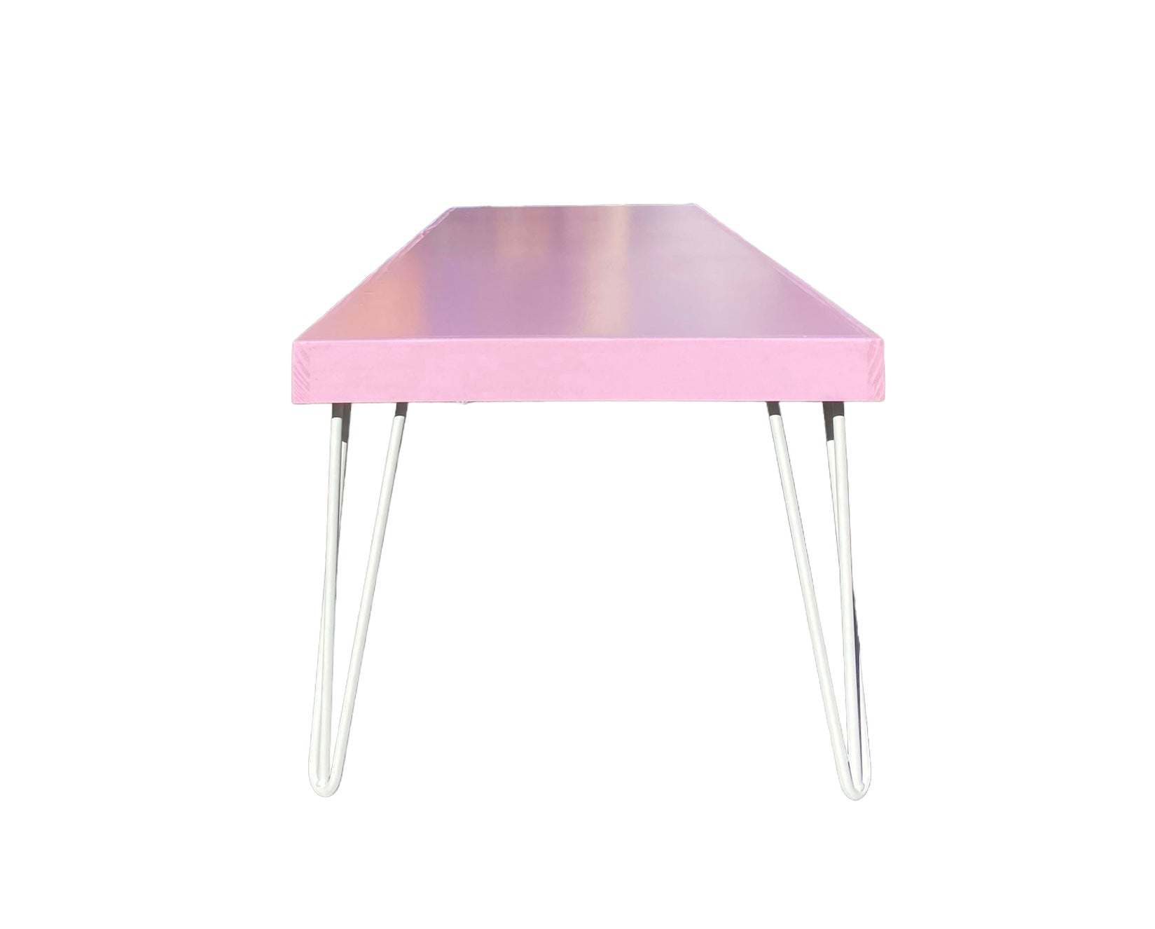 Kids Modern Light Pink Table With White Metal Legs