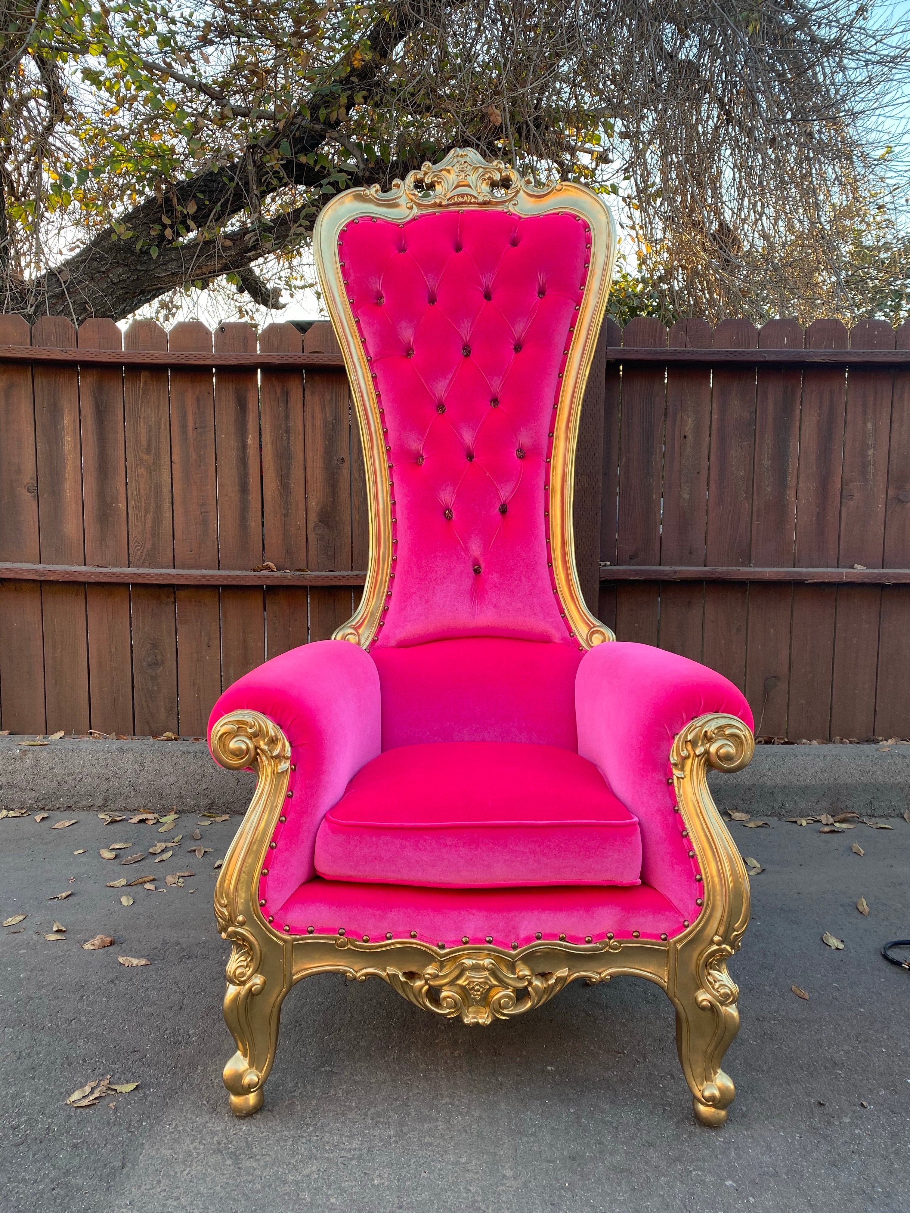 Medium Hot Pink/Gold Royal Throne Chair