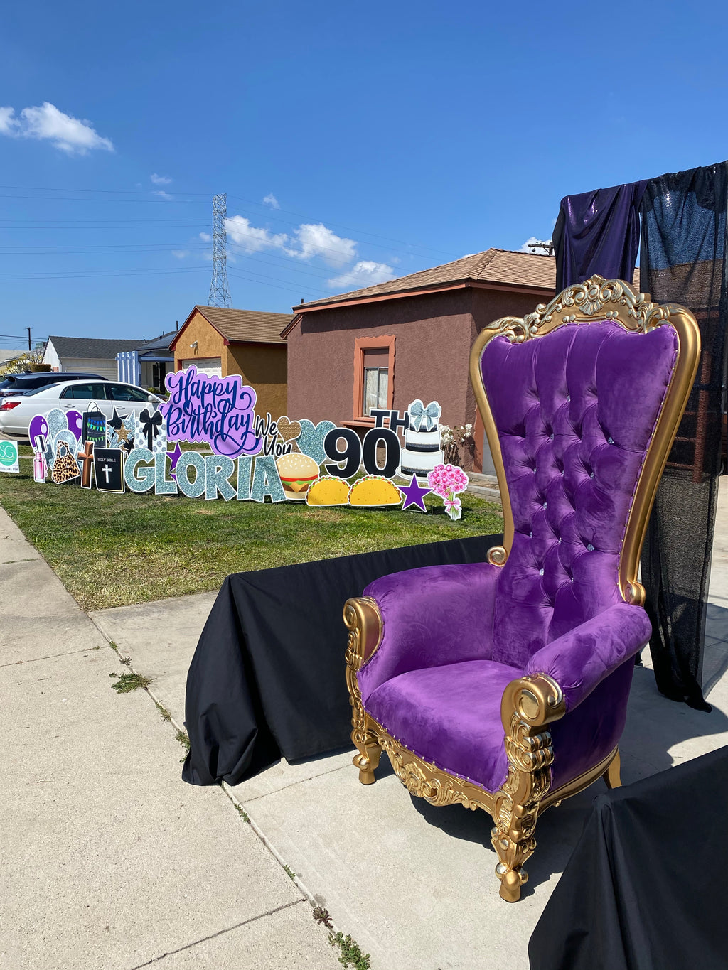 Adult Purple/Gold Royal Throne Chair