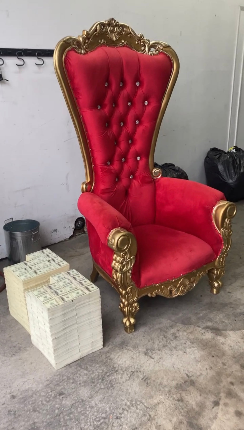 Adult Red/Gold Royal Throne Chair