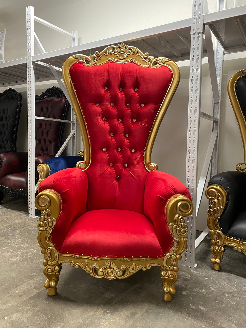 Adult Red/Gold Royal Throne Chair